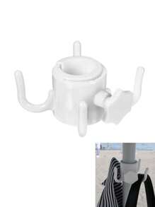 1 pieza Gancho para paraguas de playa para colgar toallas, bolsos, sombreros, Gancho de 4 esquinas para poste medio, Gancho de plástico para paraguas de jardín, Accesorio para carpa, Gancho para carpa