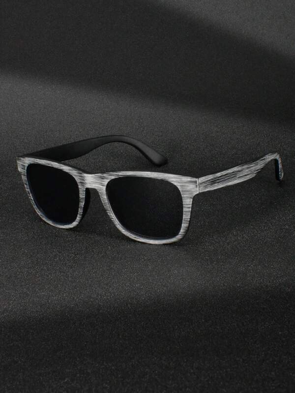 1 Pair Men's Wood Grain Frame Fashion Glasses, Versatile Beach & Summer, Retro Fashion Photography Accessories