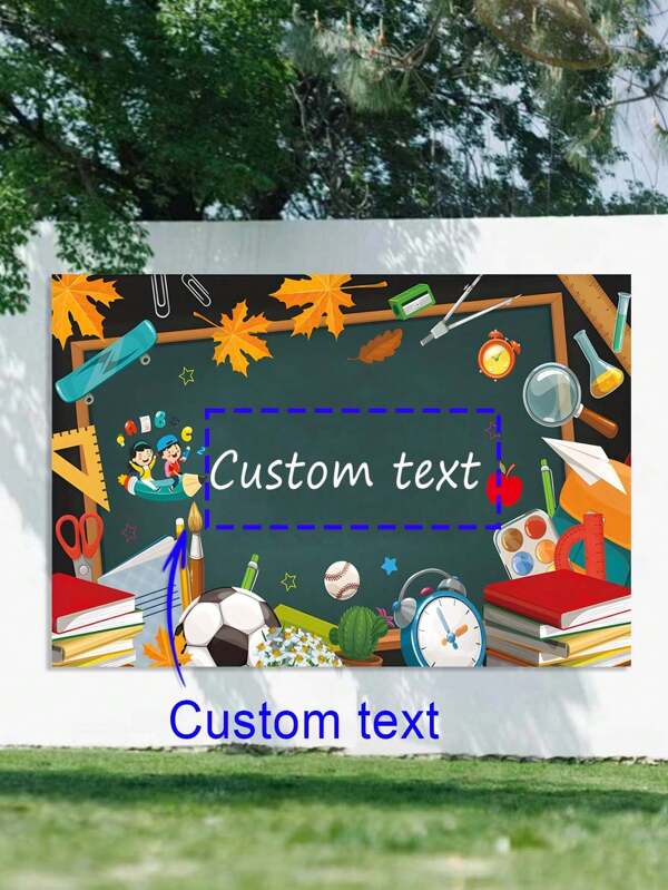 1pc Back To School Backdrop - Customizable Content, Blackboard, Football, School Supplies Design, Suitable For Classroom Parties, Home Decorations, Holiday Gifts (No Power Needed), Back To School Celebration Decor, Classroom Party Accessories, Funny Illustration Design, Easy Hanging, Event Backdrop, High Quality Printing, Scene Fabric, Essential For Event Planning