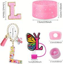6PCS Cup Accessories Set For 30oz 40oz, Compatible With Stanley Cup Letter Charms For Handle Silicone Boot,Straw Cover Topper & Sticker (Letter S) - Letter L - View 3