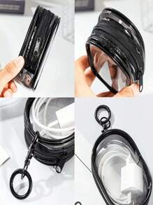 1pc Customized Portable Mini Clear Zipper Storage Bag, Multi-Functional Jewelry Pouch Suitable For Earphones, Power Banks, Key Chains, Rings, Perfumes, Travel Accessories, Unisex, Travel Essential (Key Chain Style Random) Travel Essentials Holiday Essentials