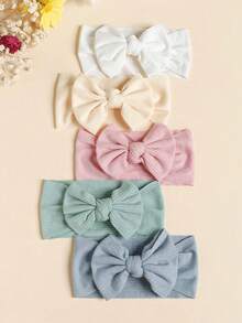 5pcs Knitted Bow Baby Headbands, Soft Comfortable - Multicolor - View 5