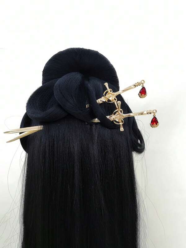 Vintage elegante Chinese stijl zwaard haarspeld haarspeld hoofddeksel, knot extensie, haar knot maker, haarspelden, knot haarstuk, haarstyling pinnen