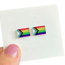 Colorful Cute Shiny Mini Earrings, Festive Mood Flag Ally Earrings