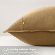 Local Delivery- Decorative Linen Pillow Covers 18x18 Inch Natural Beige ​Boho Farmhouse​ ​Neutral Couch Throw Pillows For Bed Pack Of 2 Accent Outdoor Pillowcase Modern Sofa Cushion Livingroom Home Decor - 芥末黃 - 查看 3