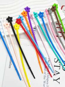10 pièces attache-câbles en silicone de design étoilé coloré, couleur aléatoire