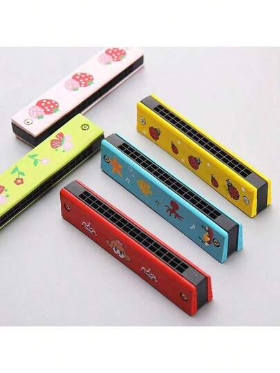 1 هارمونيكا 16 ثقب، هدية عيد الميلاد/العطلات، آلة موسيقية معدنية عشوائية اللون، لممارسة المبتدئين/الطلاب، هارمونيكا صغيرة، تصميم عتيق، قد تكون به خدوش طفيفة، تأتي مع غشاء واقي، تشمل 12 عملة تذكارية للأبراج الفلكية