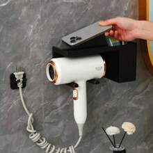 1pc No-Drill Hair Dryer Holder, Wall-Mounted Bathroom Hair Dryer Bracket Organizer For Storage Wall-Mounted Hair Dryer Rack, Bathroom Organizer Rack, Hands-Free Hair Dryer Holder For Small To Large Hair Dryers, Space-Saving Storage Accessories Save Space No Need To Drill A Hair Dryer Stand - Easy To Wall Mount, Stylish And Bathroom Organizer For Easy Grooming Routine