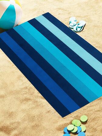 1pc Extra Large Blue & White Striped Beach Towel - 90cm X 180cm, Super Soft & Lightweight Microfiber, Quick Dry, Ideal For Beach, Pool, Hot Tub | Travel Set, Pool Must-Have | Striped Pattern | Pill-Resistant Fabric, Beach Towel