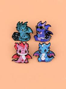 4-5Pcs Cute Enamel Pins Metal Cartoon Pterosaur Brooch Backpack Hat Bag Collar Lapel Badges Kids Fashion Jewelry Collection Gift