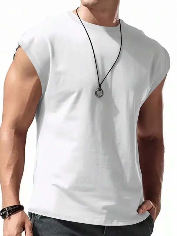 Canotta da fitness da uomo, canotta casual e comoda per l'estate, indumento superiore senza maniche per l'abbigliamento maschile, adatta per palestra e workout
