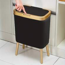 15L moderner Haushalts-Mülleimer Multifunktional, platzsparendes Design für Küche, Wohnzimmer, Badezimmer, Büro und Garage - einfache Reinigung und Organisationslösung hoher Rand Kipp-Deckel Küchen-Mülleimer, rechteckiger Kunststoff-Abfalleimer Schulanfang