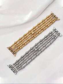 1pc Fashion Beaded Bracelet Smart Watch Strap, Elastic Rope Fashionable And Cute, Compatible With Apple Watch Band Compatible With Apple Watch Strap Women, Compatible With Apple Watch38/40/41/42/44/45/46/49mm, Compatible With Apple Watch Series Ultra/SE/10/9/8/7/6/5/4/3/2/1,Suitable For Gifting Friends Girlfirend Mother's Day Valentine's Day Style