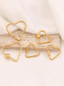 2 piezas Cierre de gancho en forma de corazón con cerradura de tornillo de acero inoxidable, color dorado, ganchos en espiral para hacer accesorios de joyería, collares y pulseras DIY