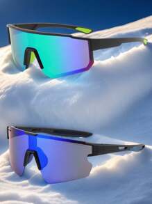 POLASUP 1pc Baby Pink Polarized Coated Lens Geometric Gradient Color Motorcycle Bicycle Nylon TR90 Material Frameless Women Men's Sports Glasses, Breathable And Ventilated, Suitable For All Seasons, Wind/Rain/Mosquito Protection, Impact Resistant (TR90 Melting Point Around 220°C, Molecular Structure Stable, With Memory And Elasticity, Quickly Recovers Original Shape After External Force Compression Or Twisting, Not Easy To Break, Suitable For Sports Or High Frequency Daily Use Scenarios) Autumn Accessories Goggles