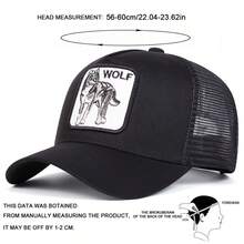 1pc Men's Wolf Embroidery Letter Trucker Hat, Casual Baseball Cap, Streetwear Style For Spring, Autumn, Travel, Vacation - Multicolor - View 2