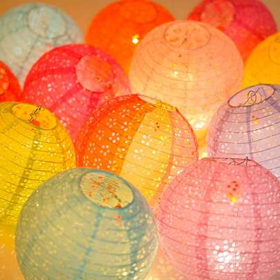 9PCS Chinese Paper Lanterns Multicolor Hanging Hollow Out Lanterns 8 Inch Asia Japanese Lantern For Birthday, Wedding, Anniversary, Engagement, Bridal Shower Party, Chinese New Years, Halloween, Easter, Christmas, Valentine's,Valentine's Day, Mother's Day, Housewarming Party, Celebrations, Outdoor, Room Decorations (Colorful)