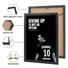 FajerminArt Impresión en lienzo con cita inspiradora de Ibrahimovic, opcional marco, diseño de fondo negro con jersey de fútbol rojo y blanco para decoración de sala de estar, dormitorio u oficina