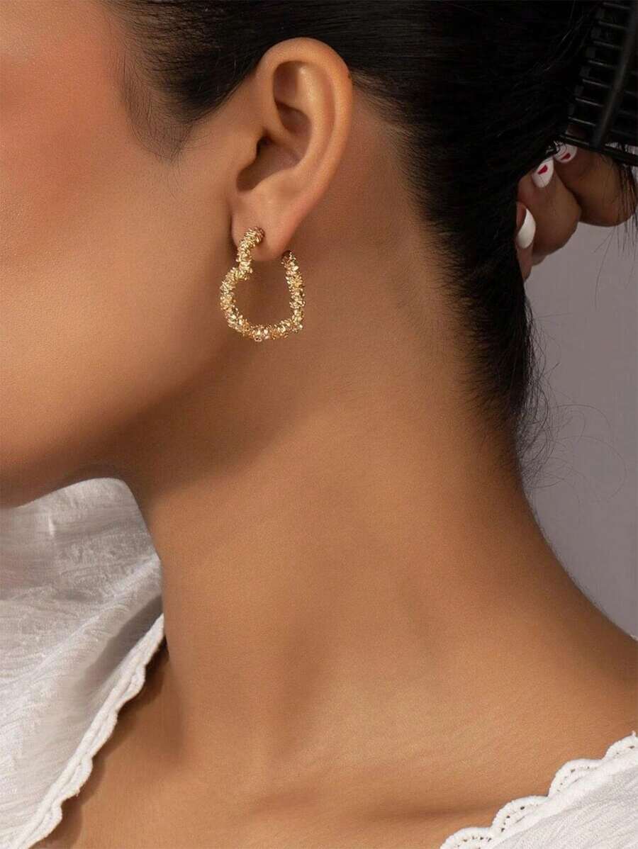 Heart Design Cuff Hoop Earrings