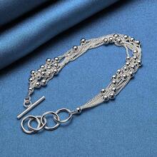 925er Sterling Silber - Trauben Rundperlen Sechs-Ketten Armband - modischer und eleganter Stil - geeignet für den täglichen Gebrauch und Partys - das perfekte feminine Charme Schmuckgeschenk zum Valentinstag