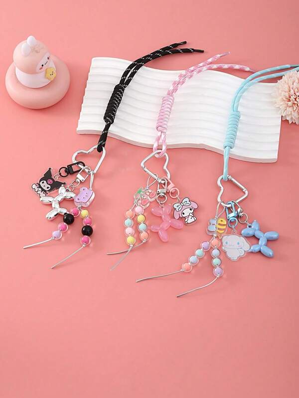 Sanrio 1 st/5 st, 2025 Nieuwe creatieve gepersonaliseerde schattige cartoon , , , , snoepkleurige ballon honden speelgoed, kaart hanger sleutelhanger, geweven hangend touw acryl, perfect accessoire voor mobiele telefoon, perfect cadeau voor afstudeerfeesten.