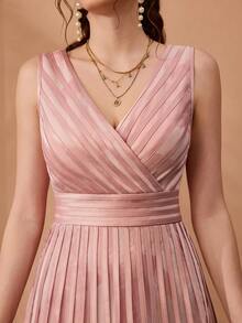 V-Neck Printed Chiffon Flared High-End Evening Dress