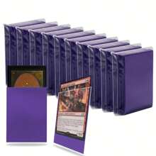 Fundas para cartas de juego talla grande vendidas, 1000/500/100 fundas para cartas mate suaves y con escarcha en color púrpura, fundas para tarjetas de fotos, para uso en todas las temporadas, adecuadas para cartas de juego de tamaño estándar, material de PP duradero, protegen las cartas de intercambio del desgaste y el deterioro, adecuadas para cartas de juego, cartas de estrellas, fundas para cartas de película blanda, tarjetas de fútbol, tarjetas deportivas, tarjetas de intercambio