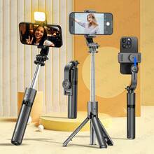 Portable Selfie Stick, Extendable Selfie Stick Tripod With Wireless Remote And Tripod Stand, Lightweight And Compact, Compatible With IPhone 15 14 13 12 Pro Xs Max X 8Plus, Android, GoPro - Black - View 2