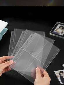 10 件 A5 活页夹套、照片卡套、4 口袋照片卡、页面保护器、超清晰交易卡套，适用于游戏卡、照片卡、明星卡和小卡片收纳袋、返校、学校用品 - 彩色 - 查看 8