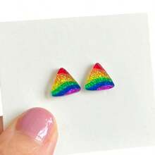 Colorful Cute Shiny Mini Earrings, Festive Mood Flag Ally Earrings