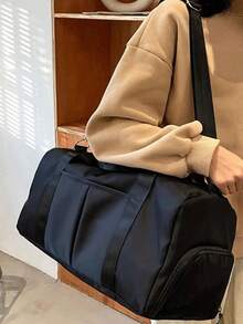 Large Capacity Waterproof Gym Bag, Wet And Dry Separation Weekend Bag, Multi-Functional Portable Shoulder Bag, Suitable For Business, Vacation, Outdoor, Skiing, Fitness Travel, Overnight Bag, Tote Bag, Sports Bag, School Supplies, Back To School, Weekender Bag, School Tote, School Accessories, Study Supplies - Black - View 4