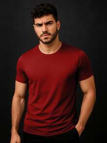 Men's T-Shirt Modal Tech Shirt Premium T-Shirt - 紫紅色 - 查看 2