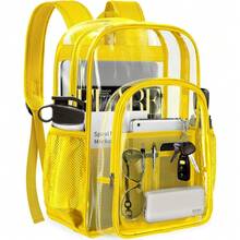 Local Delivery-- Clear Backpack Transparent Heavy Duty Bookbag See Through Bag For College Work Travel Security, Black