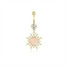 IRONBOX 1Pc Stainless Steel 14G Elegant Evil Eye CZ Navel Ring Hypoallergenic Dangle Belly Button Piercing Jewelry For Women Exquisite Barbell Design With Sparkling Crystals
