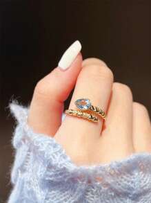 1pc Elegant S925 Sterling Silver Droplet Shaped Open Ring, Suitable For Women's Everyday Wear, Party, Valentine's Day And Birthday, Silver Jewelry Gift