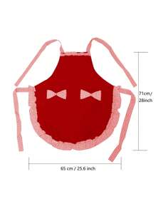 1pc Cute Polka Dot Bowknot Princess Style Apron, Adjustable Waist Strap, Single Pocket Design, Sleeveless Kitchen/Restaurant Uniform For Women