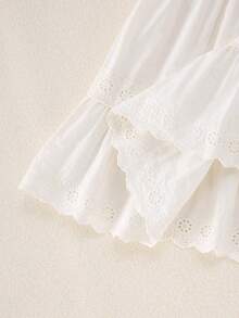 Baby Girl Sleeveless Hollow Out Solid Color Sweet Dress Summer - 白色 - 查看 5
