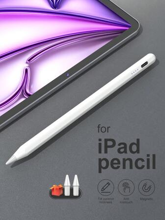 Stylus Pen Compatible For Ipad (A16) 11 Inch 11th Generation 2025 Pencil With LED Power Indicators Compatible With Ipad Versions 2018-2025 Replaceable Nib Design For Ipad 6th 9.7inch A Type-C Cable Is Included For IPad 10th Generation Double-Tap On The Top Of The Stylus To Turn It On