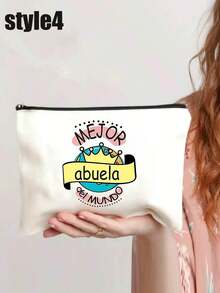 1pc Fun Makeup Bag, Best Grandmother In The World Printed Makeup Bag Travel Neceser Toiletry Storage Bag Female Cosmetic Bags Gift For Abuela Travel Essentials Vacation Summer Holiday Back To School School Stuff Bag For School Travel Bag For Women Makeup Bag For Travel - View 5