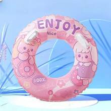 1 Pc Inflatable PVC Swimming Ring - Pink Rabbit, Teddy Bear, Bunny, Cartoon, Pool Float, Suitable For Summer Party, Wedding, Beach Photo Shooting - Great For Family Fun, Inflatable Pool Accessories