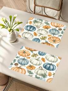1pc Thanksgiving Tabletop Decoration Flag, Autumn Harvest Linen Tablecloth, Plaid Pumpkin Table Runner, Maple Leaf Table Runner, 1pc Table Runner, 4pcs Placemats, 1pc Cushion Cover, 3 Products To Choose From, Seasonal Home Decor For Indoor And Outdoor Party, Autumn Decoration, Thanksgiving Decoration, Room Decor