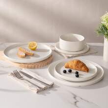 Richmount 24-Piece Dinnerware Sets, Service For 8, Round Bowls And Plates, Oven Safe, Microwave And Dishwasher Safe - 純白 - 查看 6