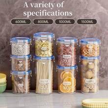 4pcs Round Airtight Canisters With Lids, Clamp Seal Food Storage Containers Suitable For Spices, Herbs, Fruits, Grains, Etc. Suitable For Fridge, Kitchen, 4 Sizes, Reusable, Great For Home Organization