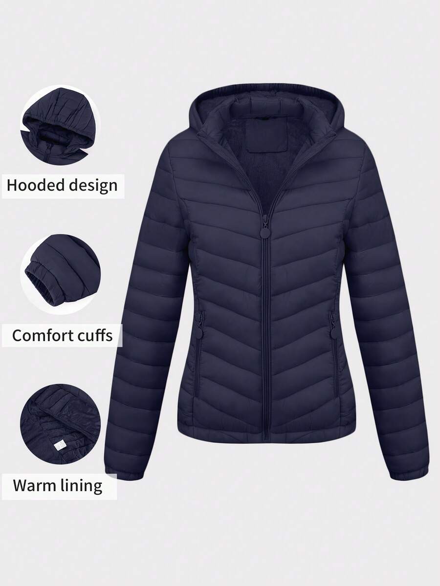 Risissida Women's Autumn Minimalist Hooded Cape Jacket - No Zipper Design, Practical Pockets - Navy Blue - View 1