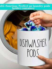 1pc Round Dishwasher Pod Holder, Dishwasher Tablet Container Storage For Kitchen Decor And Accessories, Wood Laundry Detergent Pods Container With Lid, Kitchen Storage Container For Laundry Pods - Multicolor - View 1