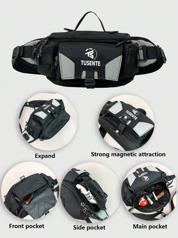 1 Pc Nylon Waterproof Multi-Pocket Multi-Function Waist Bag Chest Bag Cycling Bag Suitable For Sports Cycling