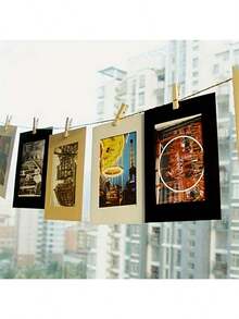 10 件/套纸质照片横幅，悬挂照片墙，适用于婚礼、周年纪念、生日、节日派对、家居装饰、桌面 DIY 装饰（带夹子和麻绳） - 黃色 - 查看 2