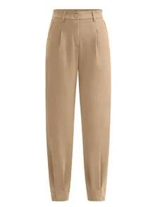 tooluck Women's High Waisted Ankle Length Trousers Slacks With Pockets Khaki - 卡其色 - 查看 8