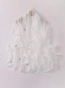 1pc New Chiffon Starry Sky Hot Diamond Five-Pointed Star Long Yarn Scarf, Women's Muslim Multi-Functional Headscarf, Daily Outdoor Accessory Shawl Scarf, Ideal For Wrapping Hair To Dress Up Your Style And Holiday Gifts