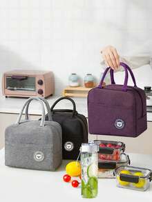 保温便当袋便携式塑料袋午餐盒午餐袋带午餐袋工作和学校午餐盒袋铝箔，储物，厨房收纳袋（图标底部颜色随机）